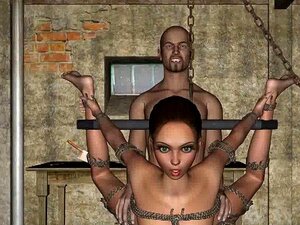 Gefesselte Und Hängende 3D-Cartoon-Babe Wird Gefickt. Ständer Induziert Gefesselte Und HängenDE 3D-Cartoon-Brünette, Die Ihre Muschi Durchgefickt Bekommt