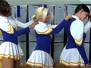 This Spicy Blonde Cheerleader Has Got Some Major Distractions For The QB In The Locker Room. With Big Tits And A Shaved Pussy, She Gives Everything From A Titjob To A Hot Doggy Style Fucking. Get Hot With Sexy Cheerleader! Porn