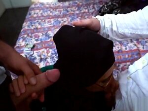 Arab In Glasses Gets Two White Dicks,