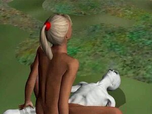 3D Blonde Babe Wordt Gelikt En Geneukt Door Een Alien. Adembenemende 3D Cartoon Blonde Schat Krijgt Haar Natte Kut Gelikt En Hard Geneukt Door Een Buitenaardse