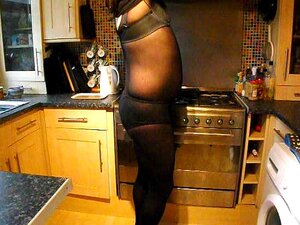 CD Solo Masturbation In Black Bodystocking