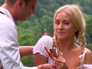 Pigtailed Cutie Gets Nailed Outdoors, Pig-tailed Blonde Cutie Babe Getting Fucked Hard Outdoors