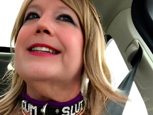 Sweater Dress And Fun Slut Collar At Gas Station