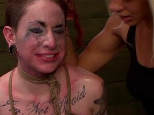 Bound Tat Lesbian Slave. Bound Tattooed Lesbian Slave Gets Strapon Fucked And Toyed