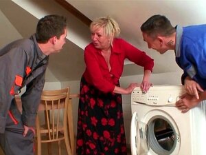 Very Old Golden-haired Granny Pleases 2 Workers