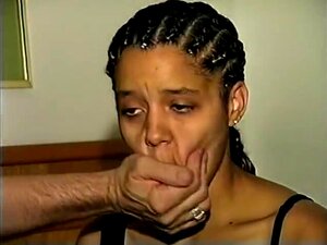 Ebony Girl Gagged With Stuffing And Tape,