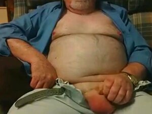 Hairy Grandpa Bear Fondling His Cock