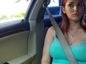 Busty teen Rainia Belle banged in the car and facialed