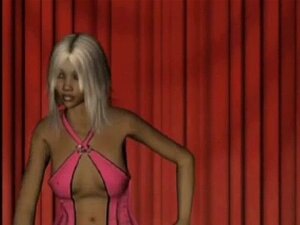 Врућа виртуелна 3D стриптизета у розе доњем вешу. Врућа виртуелна 3-D стриптизеta у розе доњем рубљу