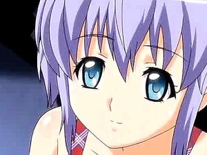 Anime Meisje Draagt Maar Een Schort Verleidt Schattige Kerel