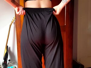 Hot Tattooed And Pierced Goth Girl Booty Showing And Ass Wedgie In PJ Pants Porn
